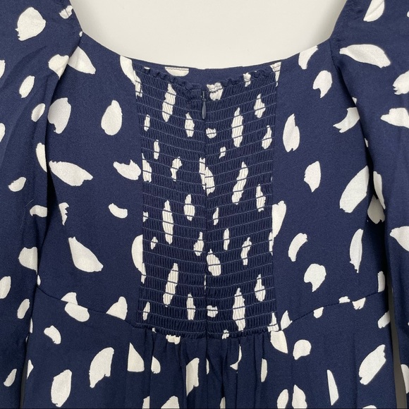 New! Reformation Sigmund Dress Splatter Print Navy Blue and White Size 2 - Picture 11 of 13